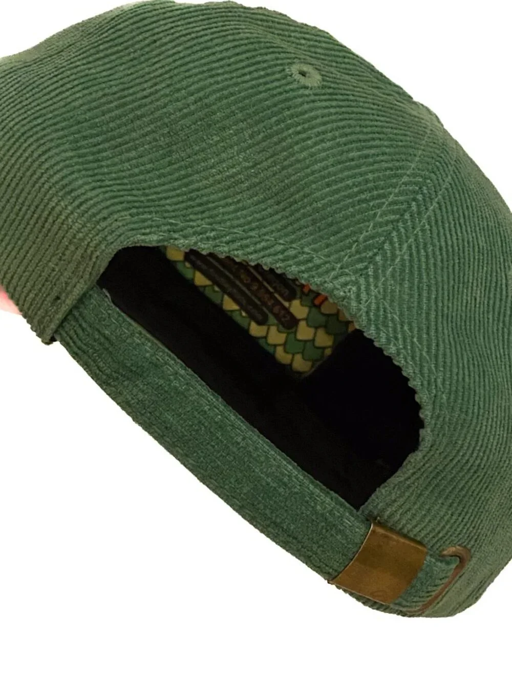 FINDLAY Portland Snapback Green Corduroy Hat with Yellow Cord + Flower Charm